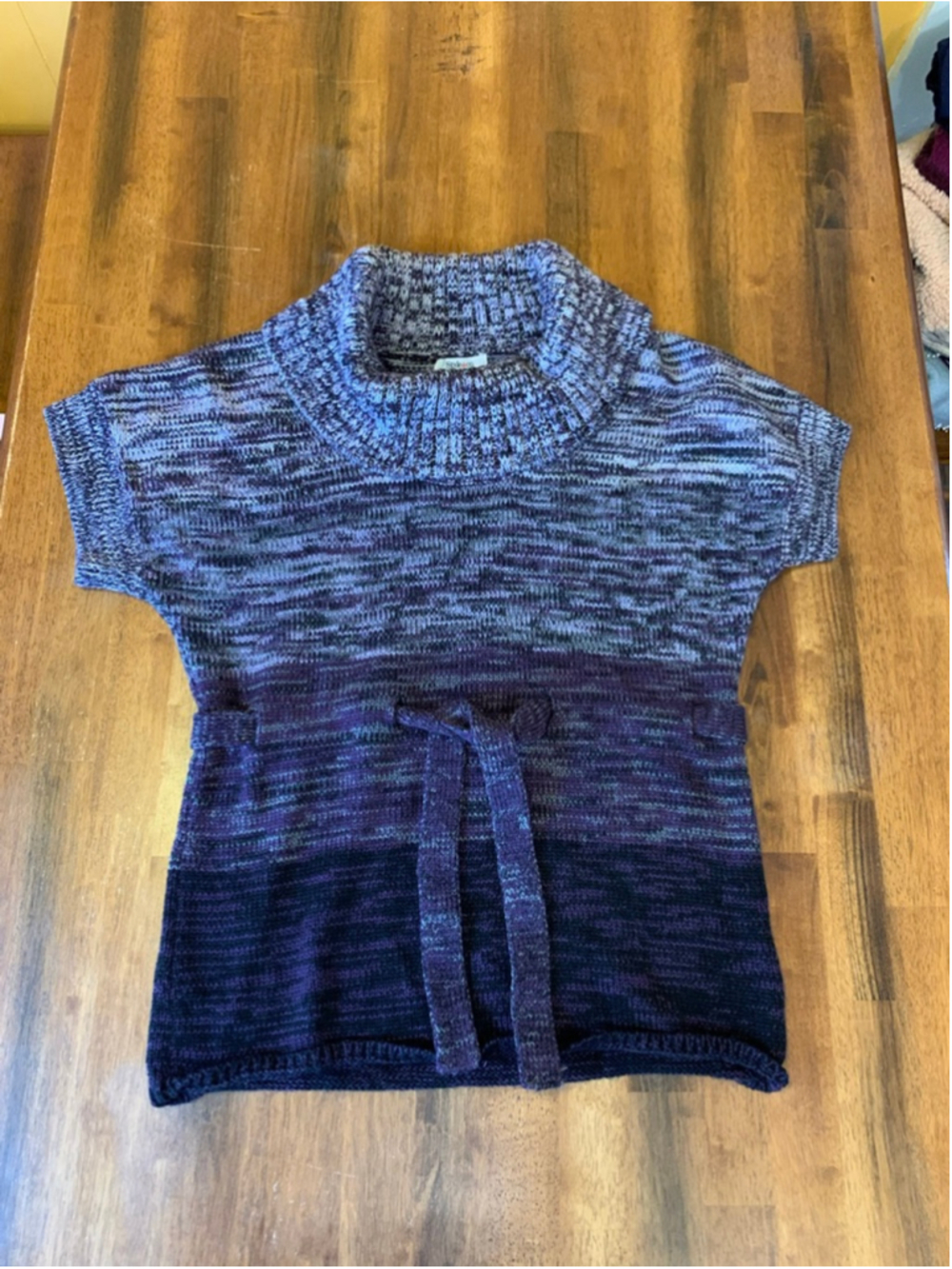 Style & co Sweater X Large Purple Stripes Short Sleeve Cowl Neck